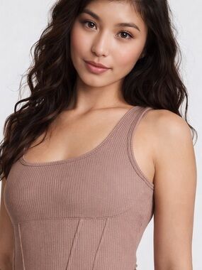 PINK Victoria's Secret Brown Ribbed Crop Top